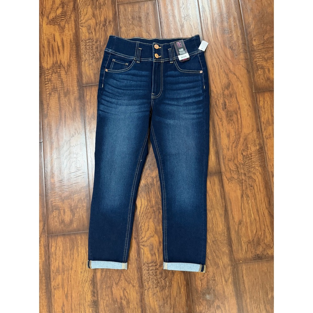 No Boundaries Juniors 11 Corset Capri Jeans Dark Wash High Rise NWT